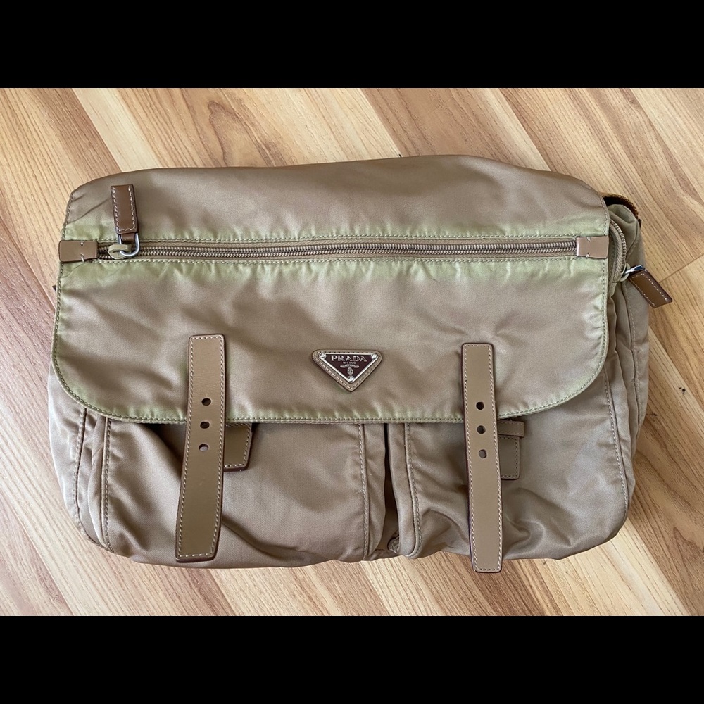 Prada nylon beige crossbody messenger